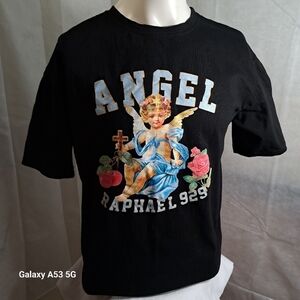 ANGEL Raphael 929 Black Short Sleeve Novelty T-shirt Men's Size Small